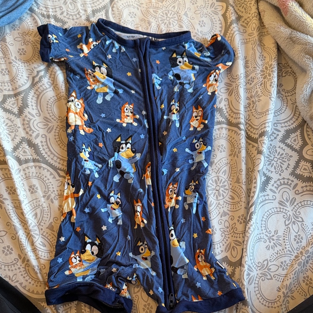 Little Sleepies Navy Bluey Print shorty romper